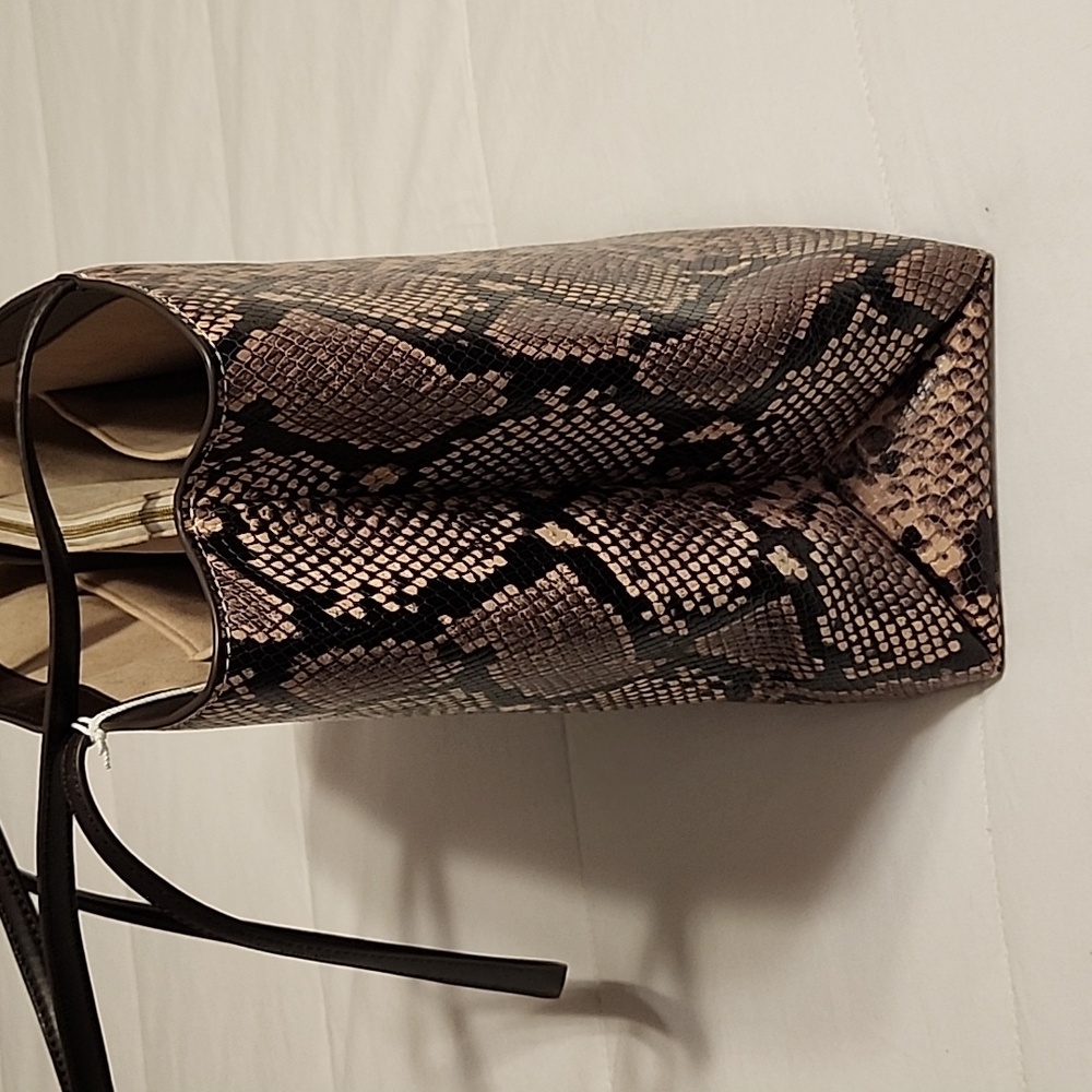 Tory Burch Black and Brown Snake Print Tote - Picture 7 of 8